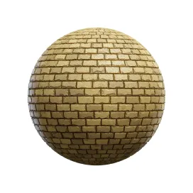 Damaged yellow brick wall